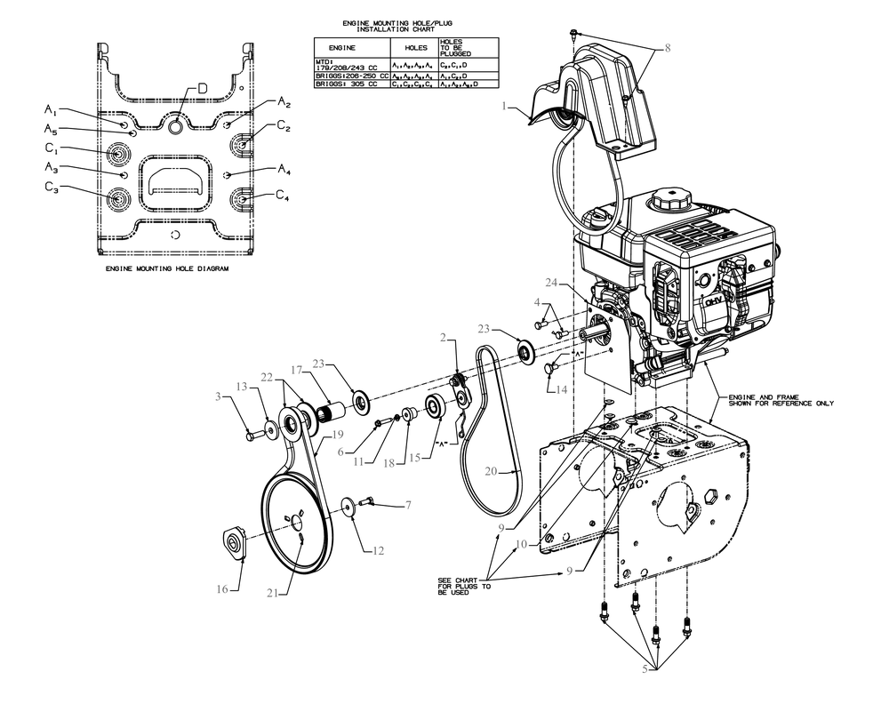 Engine Drive Diagram and Parts List for 2X24-INCH (31AM5CVR710)(2019) Cub Cadet Snow Blower